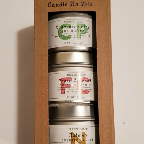 Trader Joe's Accents Trader Joes Candle Trio Soy Wax Blend Nutmeg Cranberry Fig New In Box